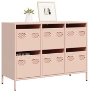 vidaXL Aparador 101,5x39x73,5 cm aço laminado a frio rosa