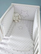 Agora -30%: Contorno de berço, tema Chuva de estrelas branco/estrelas