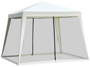 Outsunny Tenda Jardim 3x3m Laterais Rede Mosquiteira Zíper Proteção UV Pátio Resistente Intempéries Conforto Exterior Bege | Aosom Portugal