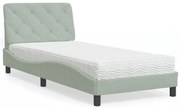 Cama com colchão 90x200 cm veludo cinzento-claro