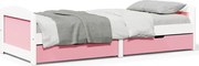 vidaXL Sofá-cama com 2 gavetas sem colchão 90x200 cm IRUN branco&amp;rosa