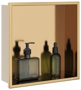 vidaXL Nicho parede p/ duche 32x32x9cm aço inoxidável dourado escovada