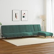 vidaXL 2 pcs conjunto de sofás veludo verde-escuro