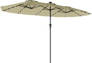 Outsunny Chapéu de Sol Duplo com 36 Luzes LED Solares 4x2 m Manivela UPF50+ Chapéu de Sol para Jardim Bege | Aosom Portugal