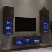 vidaXL 5pcs móveis parede p/ TV c/ LEDs deriv. madeira carvalho fumado