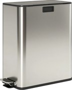 HOMCOM Lixeira de cozinha 2 x 28 L em aço inox com tampa com fecho suave e baldes internos removíveis | Aosom Portugal