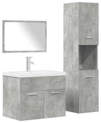 vidaXL 4 pcs conj. móveis casa banho derivados madeira cinza cimento
