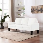vidaXL Sofá de 3 lugares couro artificial branco