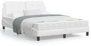 Estrutura cama c/ cabeceira couro artificial 140x190 cm branco