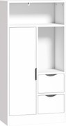HOMCOM Armário para Casa de Banho com 2 Gavetas, Compartimentos Abertos e Prateleiras Ajustáveis para Espaços Pequenos 50x25x100 cm Branco | Aosom Portugal