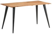 vidaXL Mesa de jantar com arestas vivas 140x60x75 cm acácia maciça