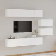 vidaXL Conjunto móveis de TV 6 pcs madeira processada branco
