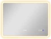 HOMCOM Espelho de Casa de Banho com Luz LED 80x60 cm Bluetooth 3 Cores de Luz Relógio Digital Função Antiembaciamento Função de Memória Prata | Aosom Portugal