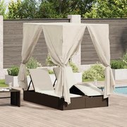 vidaXL Espreguiçadeira Dupla Branco quente 205 x 129 x 200 cm vime PE