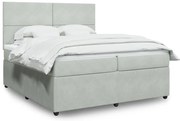 vidaXL Cama com molas/colchão 200x200 cm veludo cinzento-claro