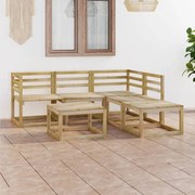 6 pcs conjunto lounge de jardim pinho impregnado verde