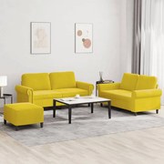 vidaXL 3 pcs conjunto de sofás com almofadões veludo amarelo