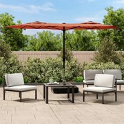 vidaXL Guarda-sol de jardim com cabeça dupla 316x145 cm terracotta
