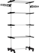 HOMCOM Estendal Vertical Dobrável de 4 Níveis com 6 Rodas 2 Laterais Dobráveis Prateleiras Ajustáveis 142x55x172cm Preto | Aosom Portugal