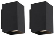 Conjunto de 2 Apliques de Parede Modernos Quadrados Pretos 2 Luzes - Sandy Moderno,Design
