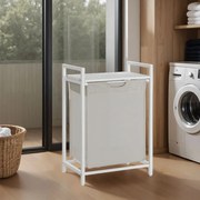 Cesto para roupa com prateleira, saco para roupa suja 65 L (50 x 33 x 72 cm) Branco