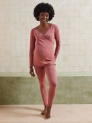 Conjunto de 2 peças pijama de gravidez e amamentação em algodão biológico rosa-velho