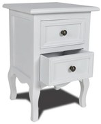 vidaXL Mesa de cabeceira com 2 gavetas MDF branco