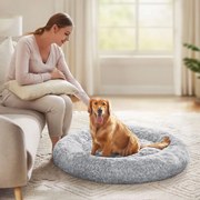 Cama fofa para cão Ø 120 cm cinzento claro