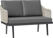 Outsunny Sofá de Jardim 2 Lugares com Almofadas em Resina Trançada Sofá de Exterior Estrutura em Aço 110x70x72 cm Cinza Escuro | Aosom Portugal