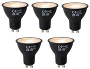 Conjunto de 5 Lâmpadas LED GU10 Reguláveis em 3 Níveis Preto 6W 4300 lm 2000 - 6000K