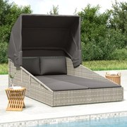 vidaXL Espreguiçadeira c/ teto dobrável 200x114x128 cm vime PE cinza