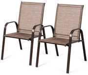 Cadeira de jantar para área externa com 2 peças e apoio de braço - bege