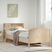 vidaXL Cama com estante sem colchão 90x190 cm pinho maciço