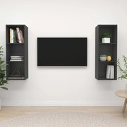 vidaXL Armários de parede para TV 2 pcs derivados de madeira cinzento