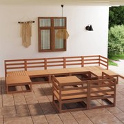 vidaXL 10 pcs conjunto lounge de jardim pinho maciço castanho-mel