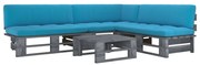 4 pcs conj. lounge paletes c/ almofadões pinho impregnado cinza