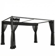 Outsunny Pérgola de Jardim 3x4 m com Teto Retrátil e 4 Laterais em Rede UPF30+ Pérgola para Exterior Terraço Cinza | Aosom Portugal