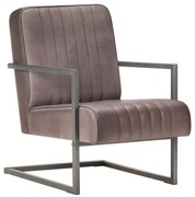 vidaXL Poltrona cantilever couro genuíno castanho