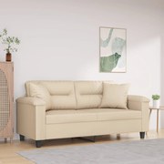 vidaXL Sofá 2 lugares c/ almofadas 140 cm microfibra cor creme