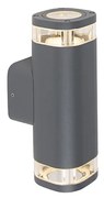 Candeeiro de parede exterior moderno quadrado 2 luzes cinzento escuro - Fox Moderno