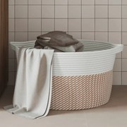 vidaXL Cesto de arrumação Ø40x25 cm algodão castanho e branco