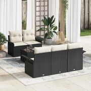vidaXL Conjunto de Sofá de Jardim de 6 Peças com Almofadas Preto Rattan Polipropileno