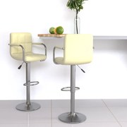 vidaXL Bancos de bar 2 pcs couro artificial cor creme
