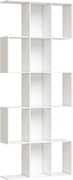 HOMCOM Estante de 5 Níveis Estante de Livros Estreita Estante em Forma de S 80x24x200 cm Branco com Efeito Madeira | Aosom Portugal