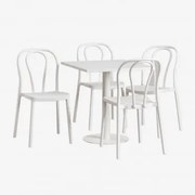 Conjunto De Mesa Quadrada 70x70 Cm E 4 Cadeiras De Jardim Mizzi Gardénia Branco - Sklum