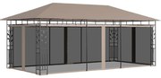 Gazebo c/ rede mosquiteira 6x3x2,73m 180 g/m² cinza-acastanhado
