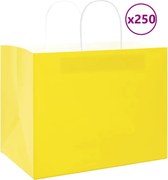vidaXL Sacos de papel 250 unid com alças amarelo 32x22x24 cm