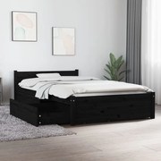vidaXL Estrutura de cama c/ gavetas 90x200 cm preto