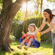 Balanço Infantil 3 em 1 para Interior e Exterior Corda Ajustável e Cinto de Segurança Idade 9-36 Meses Azul