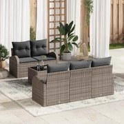 vidaXL Conjunto de Sofá de Jardim com 6 Peças e Almofadas Cinzas em Rattan Sintético